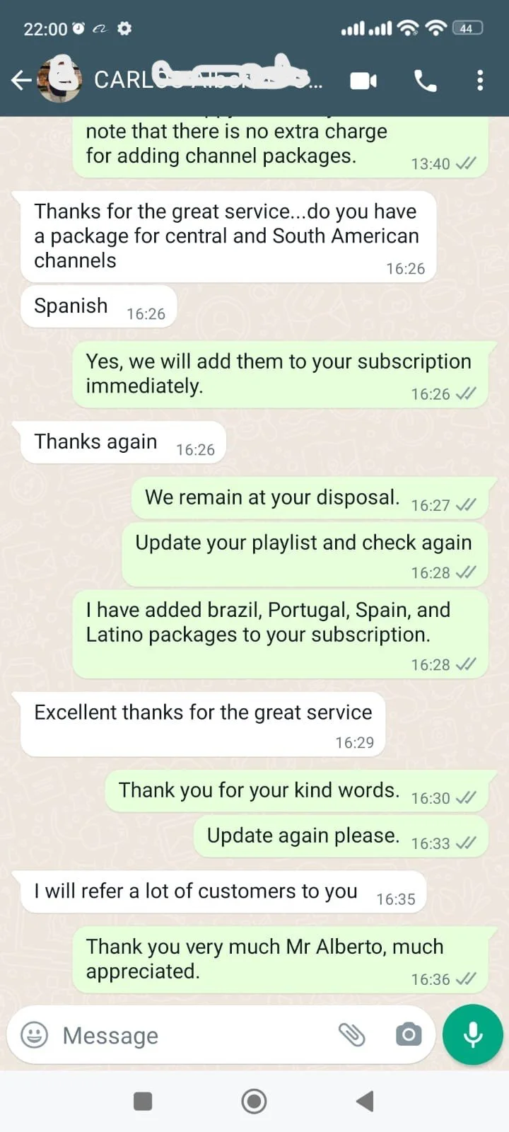 Testimonial Screenshot